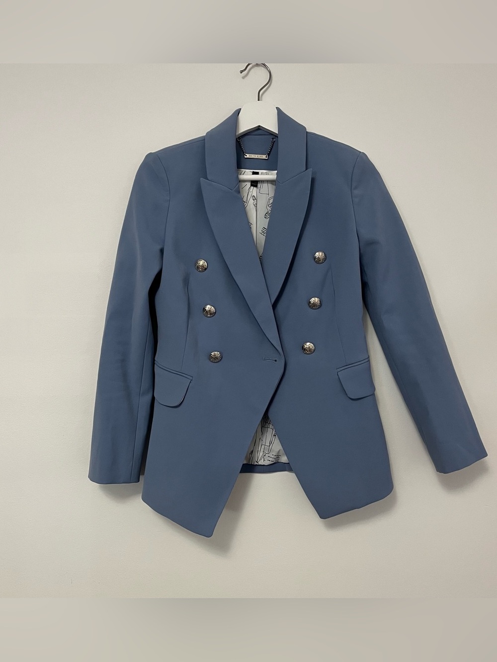 White House Black Market Novelty Button Studio Blazer in Blue Size 00